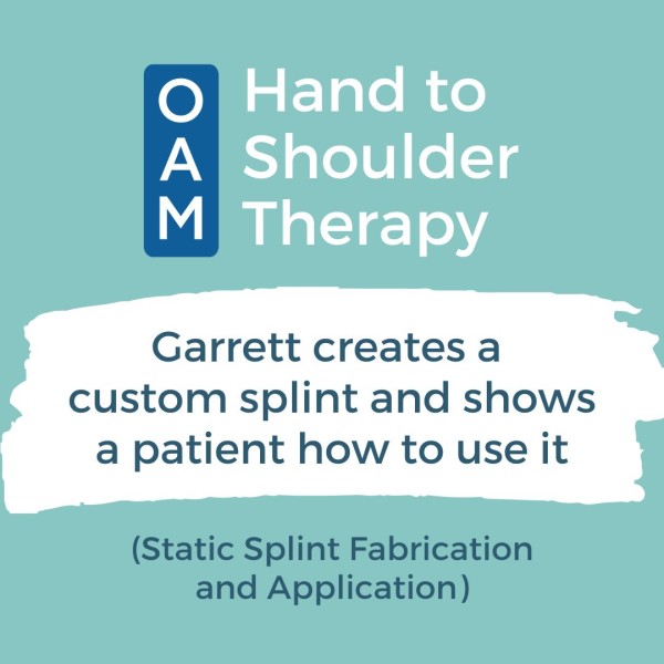 OAM Hand to Shoulder Therapy: Garrett shows a patient how to bandage his hand & do hand exercises